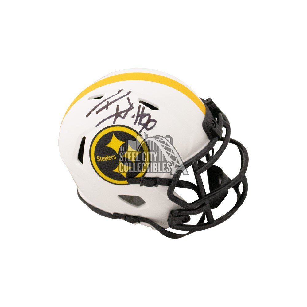 TJ Watt Autographed Pittsburgh Steelers Lunar Eclipse Mini Football Helmet  - BAS COA