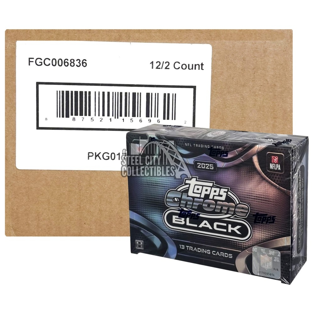2025 Topps Chrome Black Football Hobby 12-Box Case | Steel City