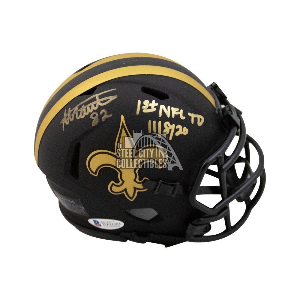 Adam Trautman 1st NFL TD 11/8/20 Autographed Saints Eclipse Mini Football Helmet - BAS COA | Steel City Collectibles Adam Trautman 1st NFL TD 11/8/20 Autographed Saints Eclipse Mini Football Helmet - BAS COA | Steel City Collectibles
