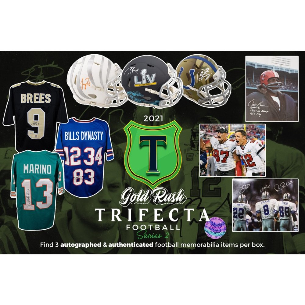 2021 Gold Rush Trifecta Football Series 2 Autographed Memorabilia Box