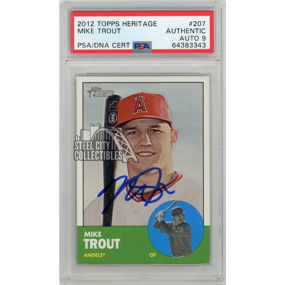 Mike Trout 2012 Topps Heritage Autograph Baseball Card #207 PSA
