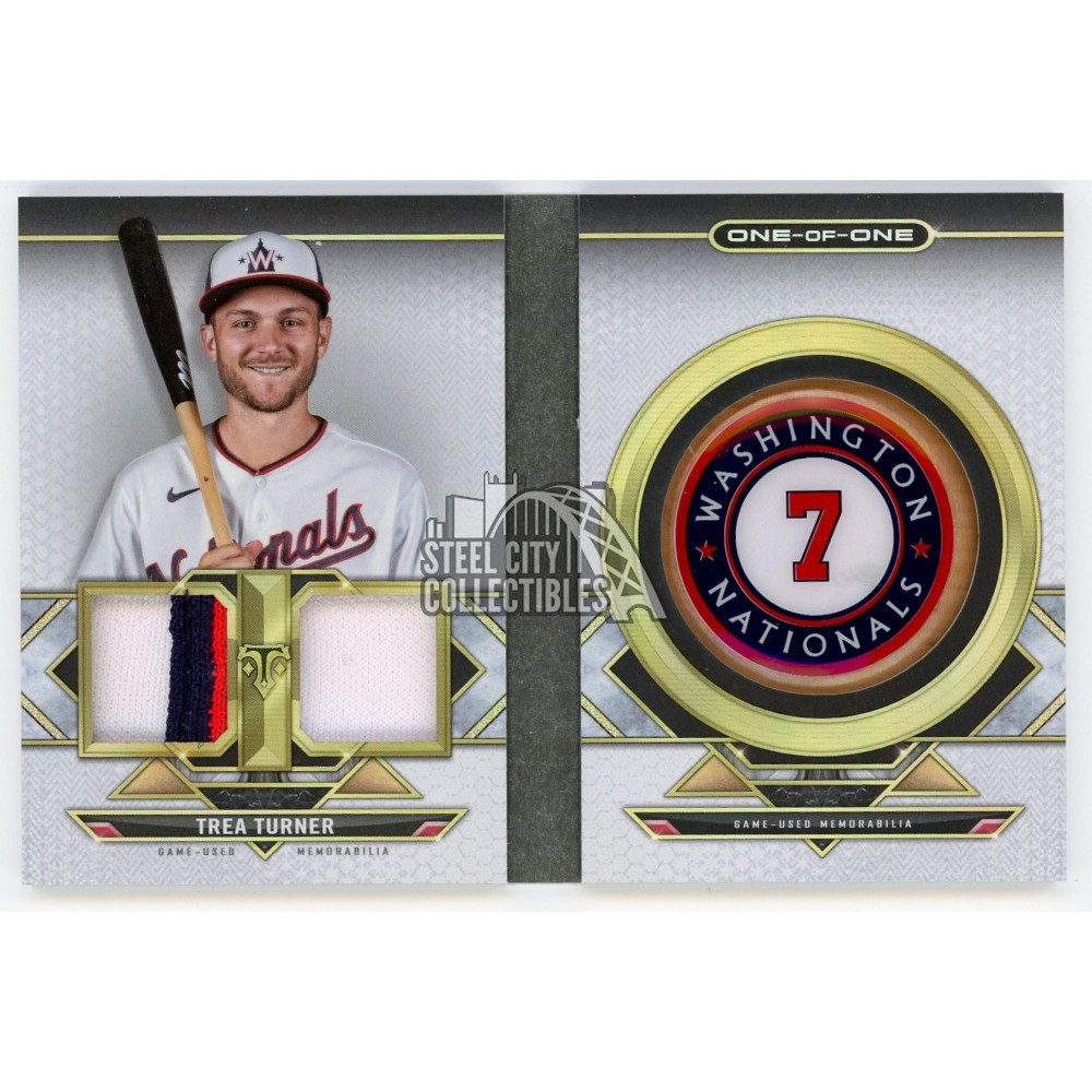Trea Turner 2021 Topps Triple Threads Bat Knob Patch Booklet Card 