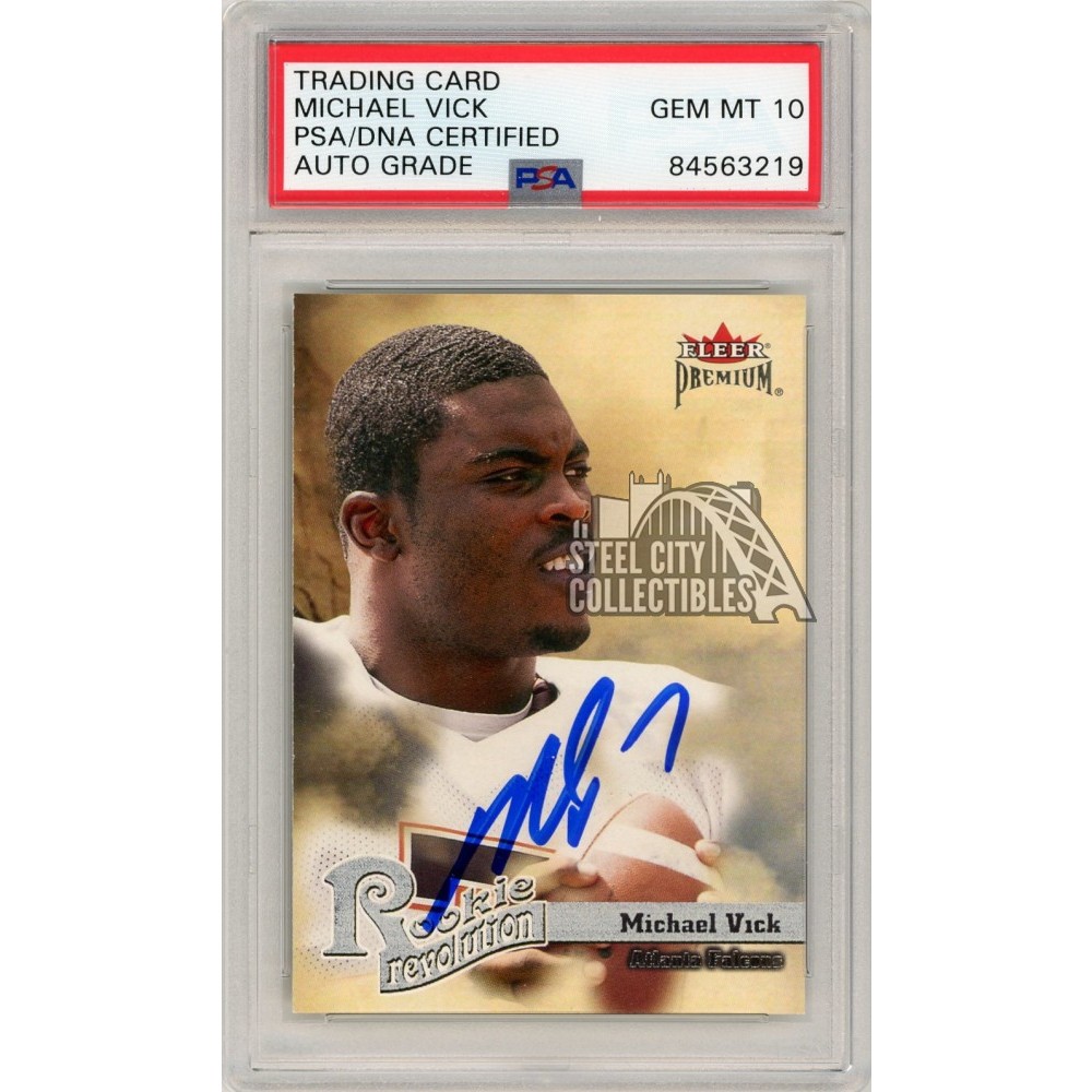 Michael Vick 2001 Fleer Premoum Autograph Rookie Card 7 PSA/DNA 10