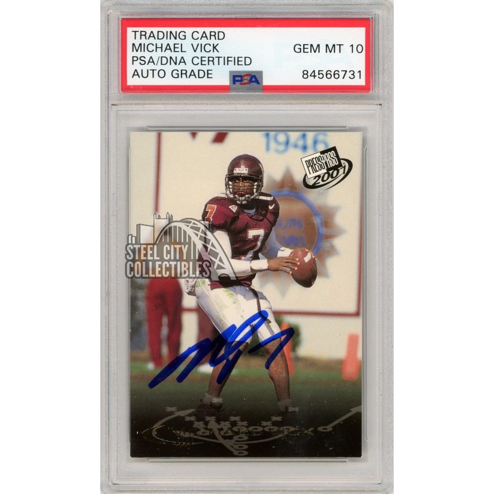 Michael Vick 2001 Press Pass Gold Autograph Rookie Card 1 PSA/DNA 10