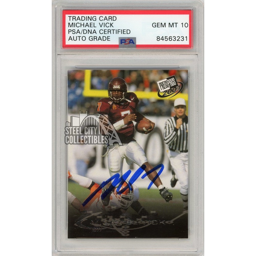 Michael Vick 2001 Press Pass Silver Autograph Rookie Card 3 PSA/DNA 10