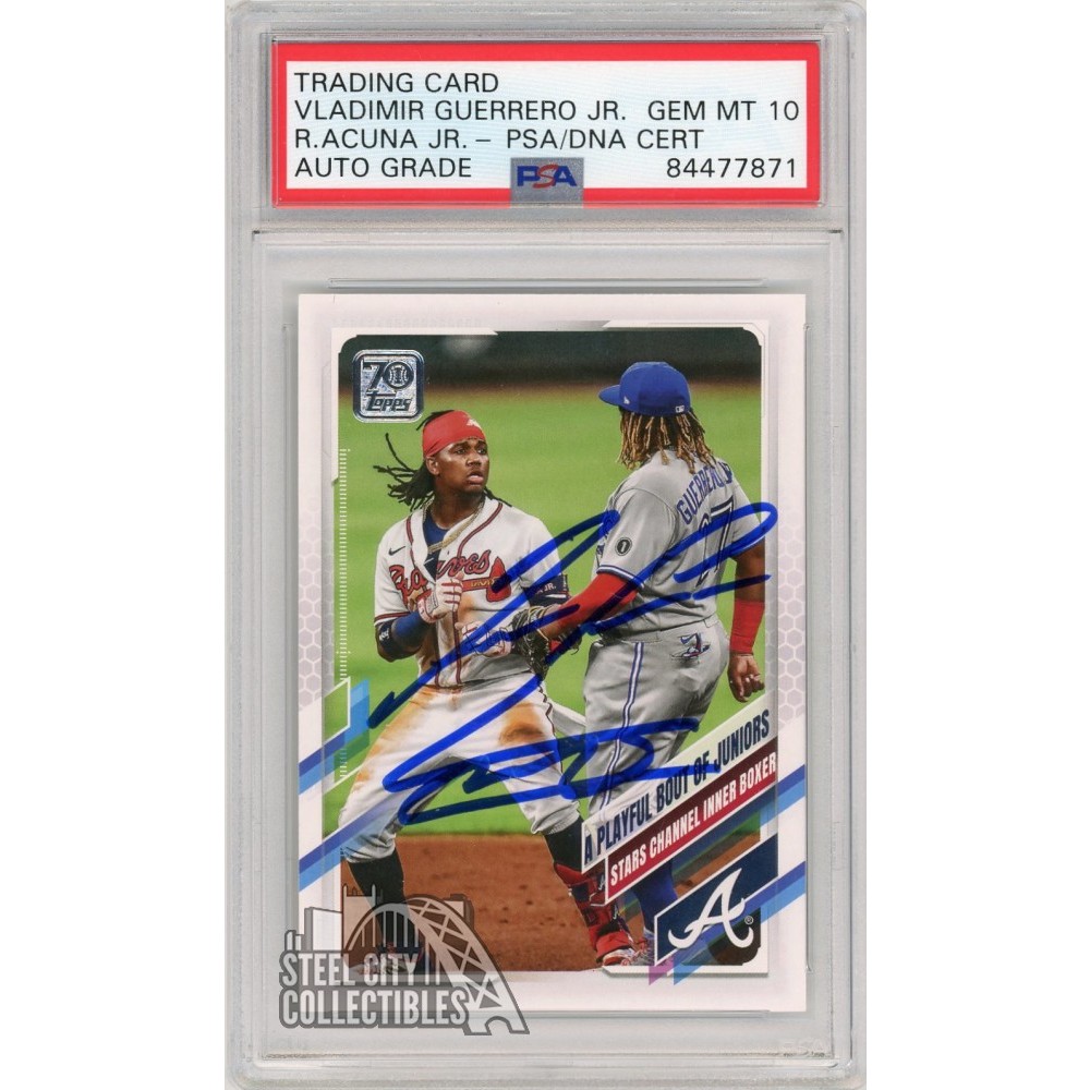 Ronald Acuna Vladimir Guerrero Jr 2021 Topps Series 1 Autograph Card 