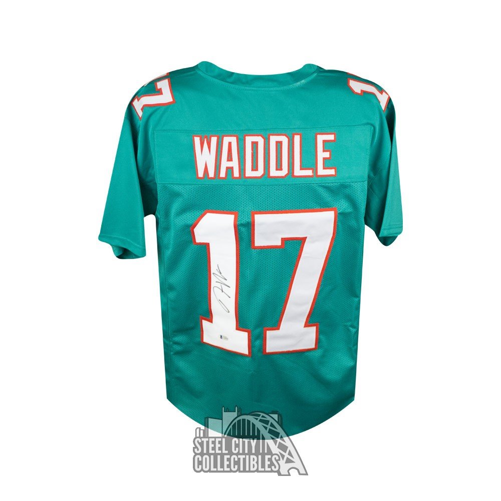 Jaylen Waddle Autographed Miami Custom Football Jersey - BAS COA