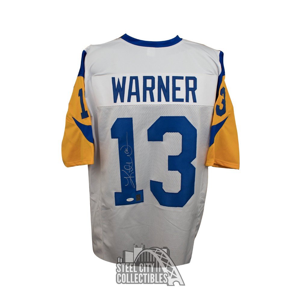 Kurt Warner Autographed St Louis Rams Custom White Football Jersey - JSA COA