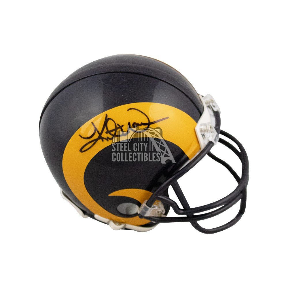 BAS COA Kurt Warner HOF Autographed St Louis Rams Mini Football Helmet