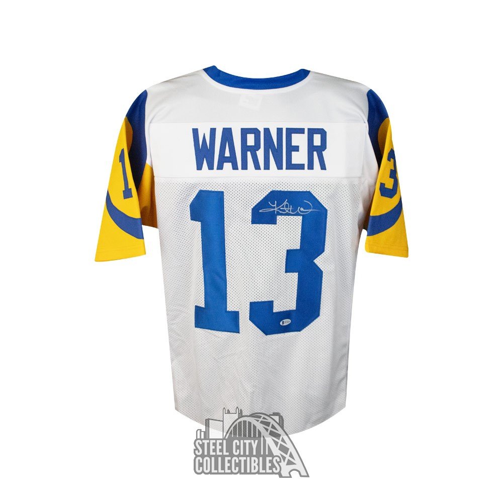 Kurt Warner Autographed St Louis Rams White Custom Football Jersey - BAS COA