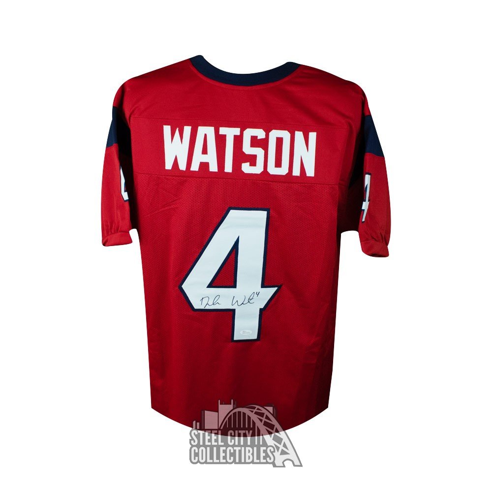 Deshaun Watson Autographed Houston Texans Custom Red Football Jersey - JSA COA