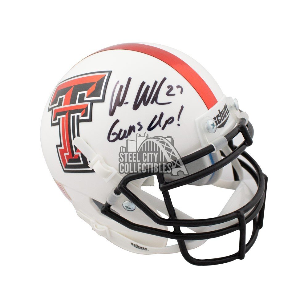 Wes Welker "Guns Up" Autographed Texas Tech Mini Football Helmet
