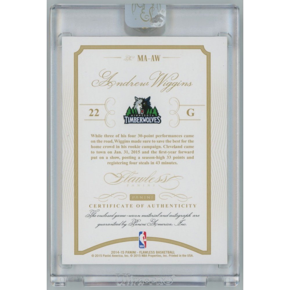 Andrew Wiggins 2014-15 Panini Flawless RPA Rookie Patch Auto Card