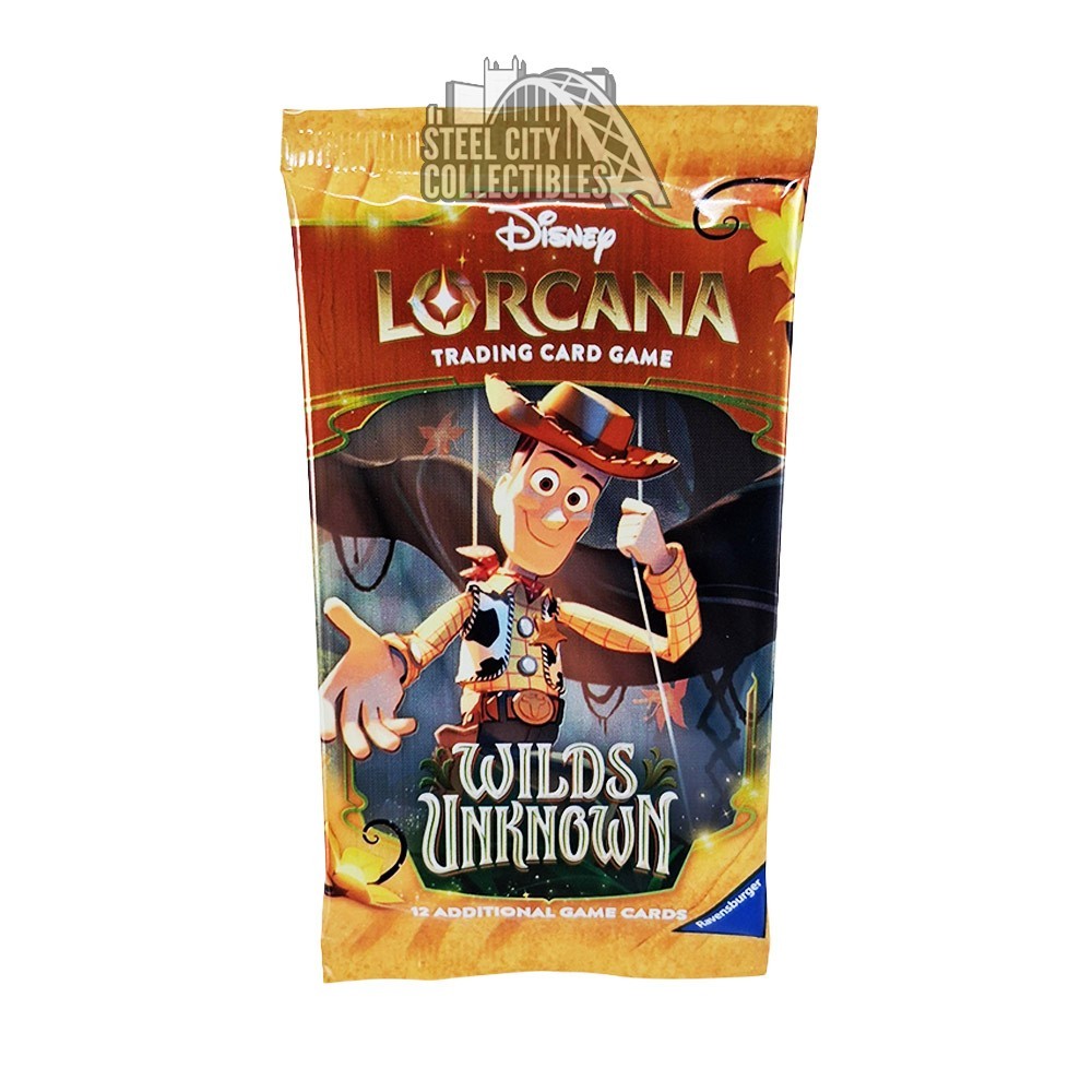 lorcana cards booster pack Disney Wilds Unknown Use booster packs to build and customize your deck with new abilities and characters Ravensburger Disney Lorcana TCG: Into