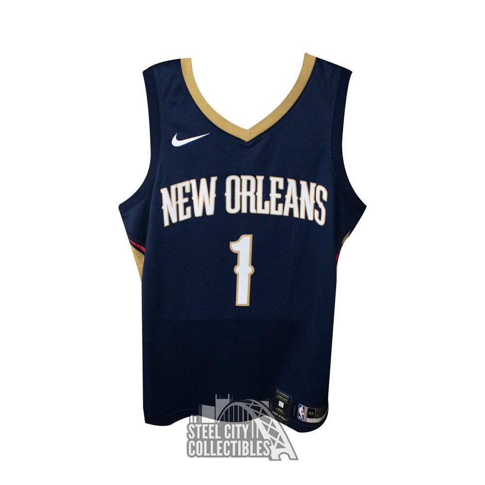 New Orleans Pelicans Zion Williamson Autographed Blue Nike Swingman Jersey  Size L Fanatics Holo Stock #185680