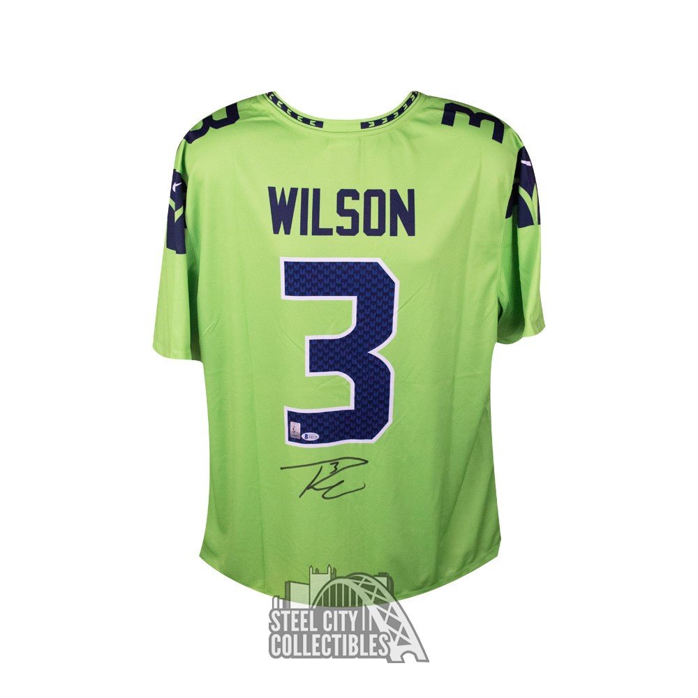 Russell Wilson Autographed Seattle Seahawks Nike Football Jersey - BAS COA