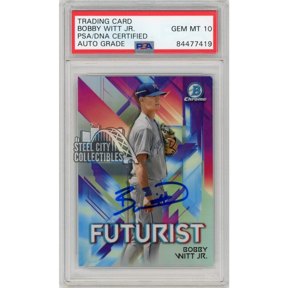 Bobby Witt Jr 2021 Bowman Chrome Futurist Autographed Rookie Card - PSA/DNA 10
