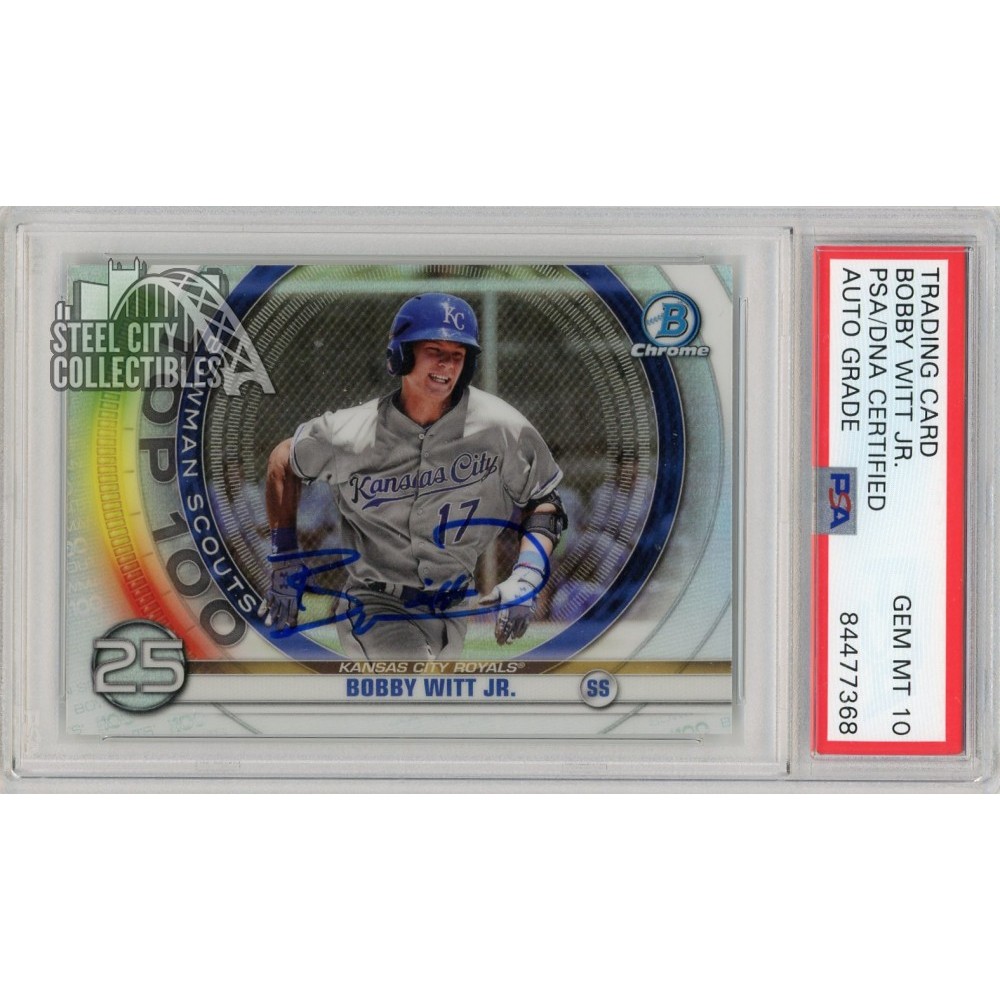 Bobby Witt 2020 Bowman Chrome Top 100 Autographed Card #BTP-25 - PSA/DNA 10
