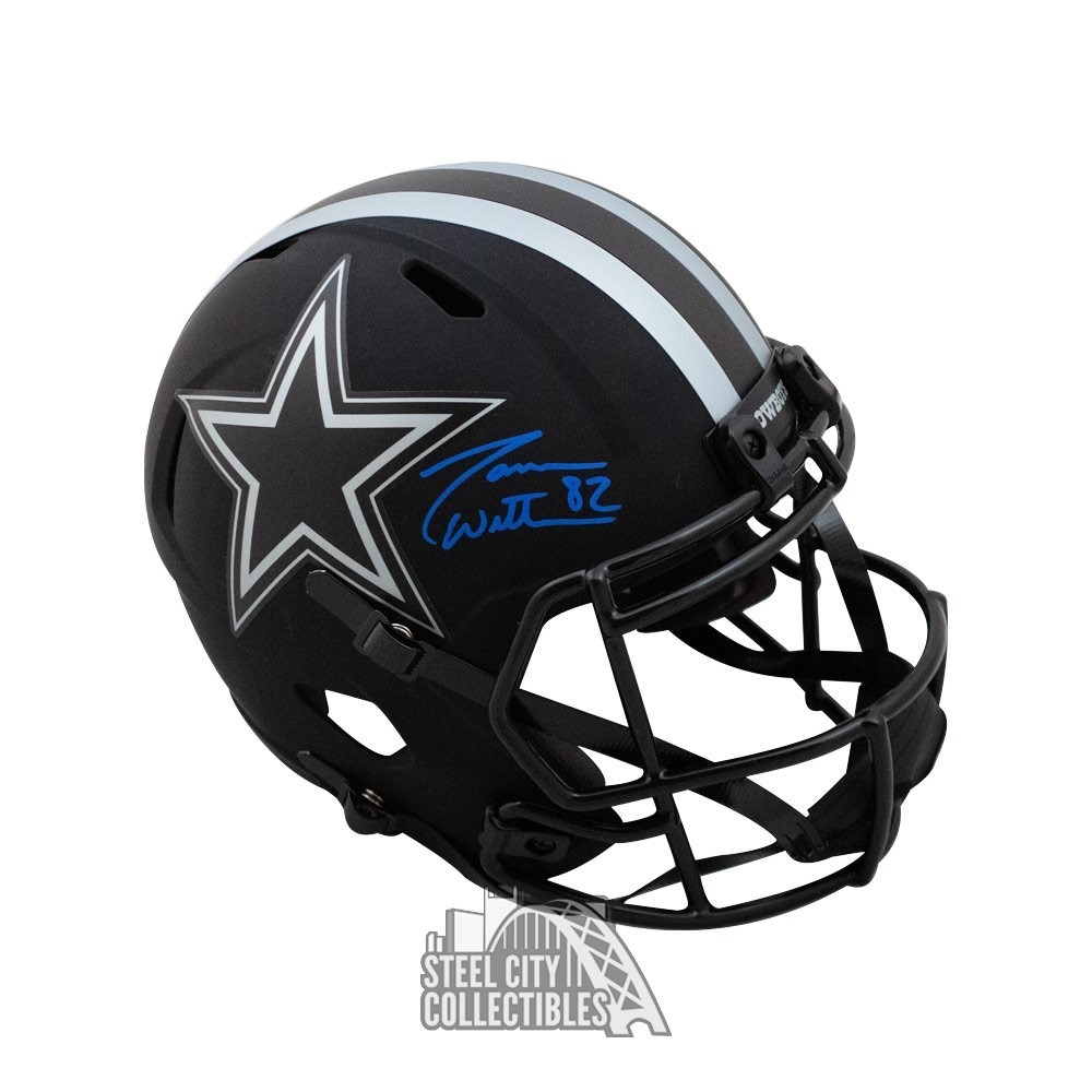 Beckett Auth *Silver Jason Witten Signed Dallas Cowboys Flat Black Mini Helmet 