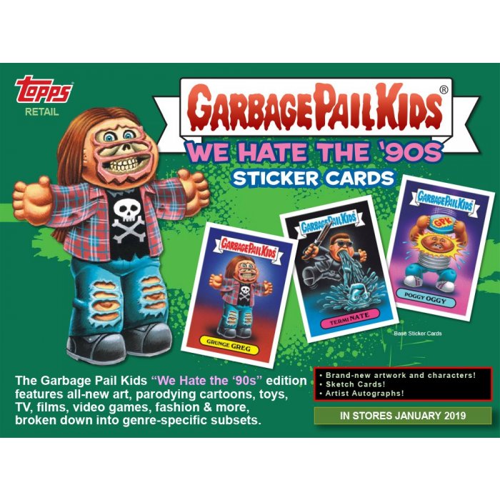 2019-GARBAGE PAIL KIDS WE HATE 90/'S FAT PACK SET 20 WACKY PACKAGES PAILS CARDS