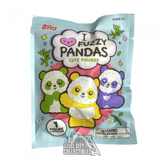 1 figure & 1 sticker/pk 2021 Topps 'I Love Fuzzy Pandas' Cute Figures 3 PACKS 