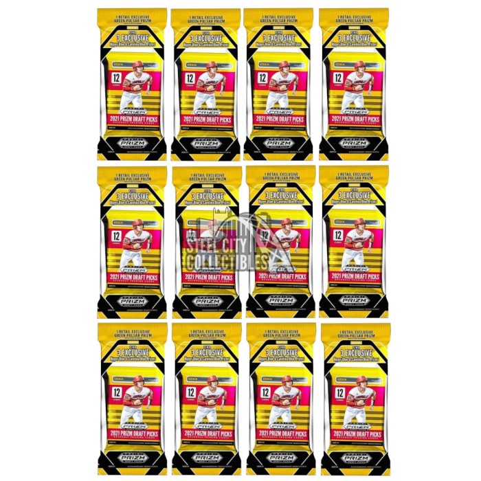 2021 Panini Prizm Draft Picks Baseball Cello Pack 12-Pack Lot