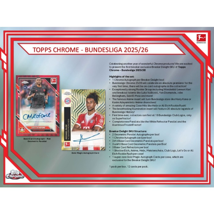 2025-26 Topps Chrome Bundesliga Soccer Breaker's Delight Box