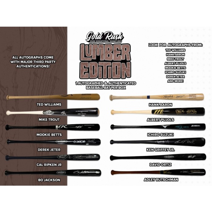 2026 Gold Rush Sensational Signatures Lumber Baseball Bat Box