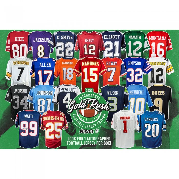 2020 Gold Rush Autographed Football Jersey Edition Series 5 Box Steel