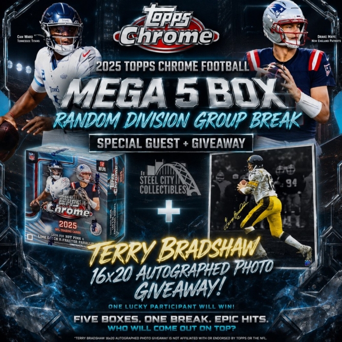 2025 Topps Chrome Football Mega 5-Box Random Division Group Break