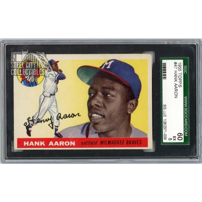 topps 47 HANK AARON 野球カード Hank Aaron 1955 Topps Baseball Card #47 SGC 5 | Steel City