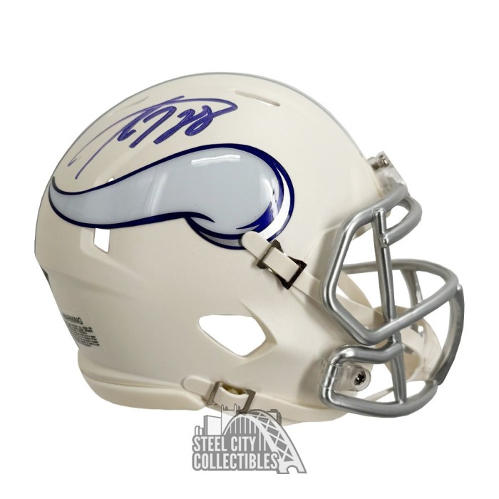 adrian football helmet Adrian Peterson Autographed Minnesota Vikings White ALT Mini Football Helmet  - JSA