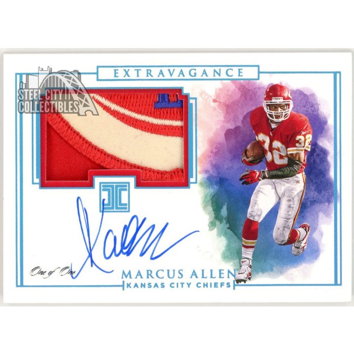 Matthew Allen Card Collection Marcus Allen 2019 Panini Impeccable Extravagance Patch Auto Card #EPA ...
