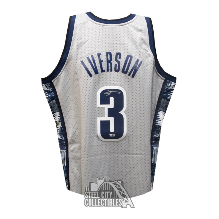 Georgetown Hoyas Allen Iverson Autographed Grey Authentic Mitchell & Ness  1995-96 College Vault Jersey Size XL Beckett BAS Witness Stock #220417 -  Mill Creek Sports