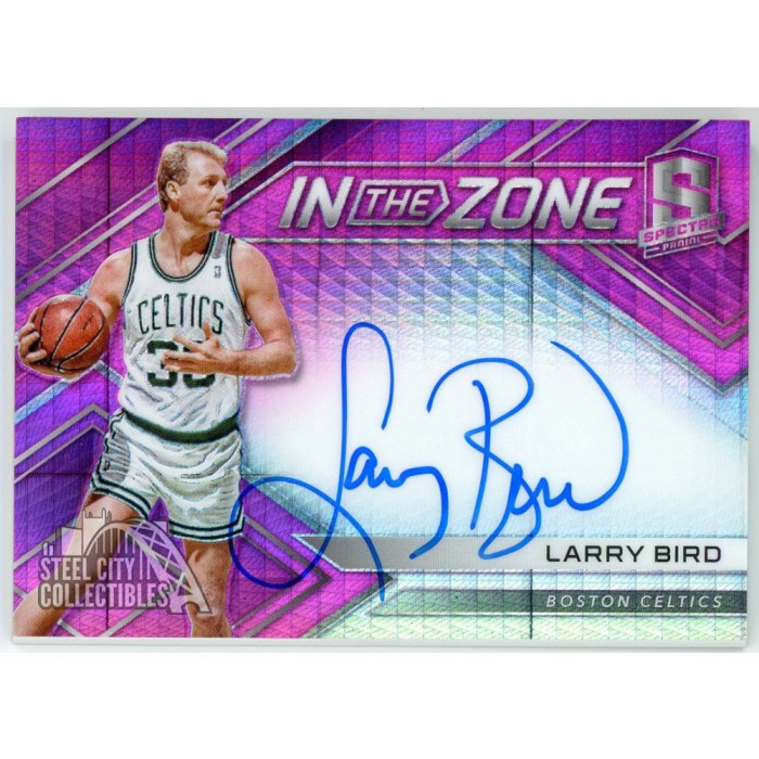 Larry Bird 2017-18 Panini Spectra In The Zone Prizm Autograph Card