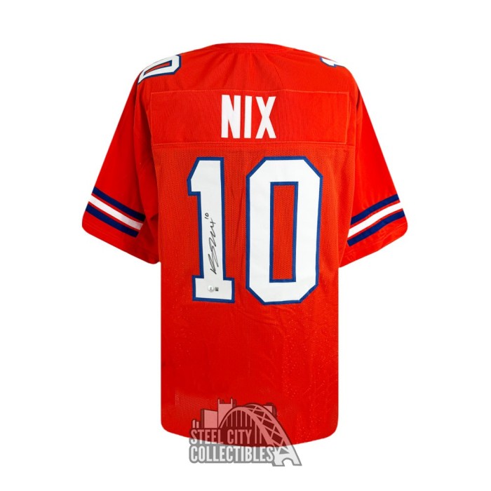 Bo Nix Autographed Denver Custom Orange Football Jersey - BAS