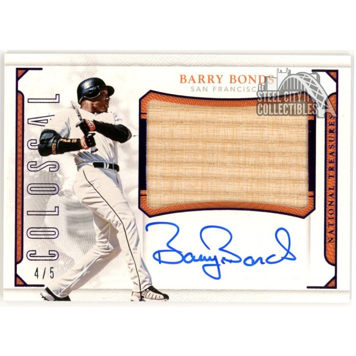 Barry Bonds 2016 Panini National Treasures Purple Colossal Relic