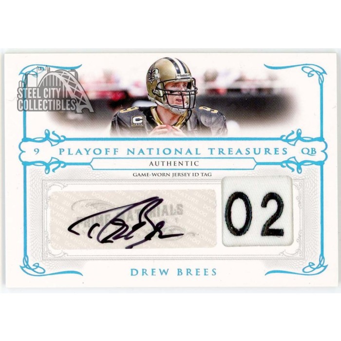 Drew Brees 2007 Playoff National Treasures Tag Patch Autograph
