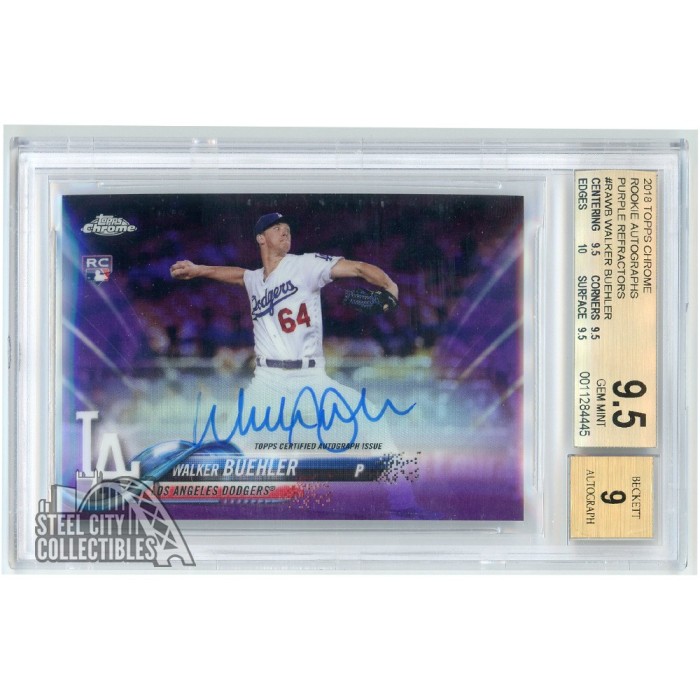 Walker Buehler 2018 Topps Chrome Purple Refractor RC Auto