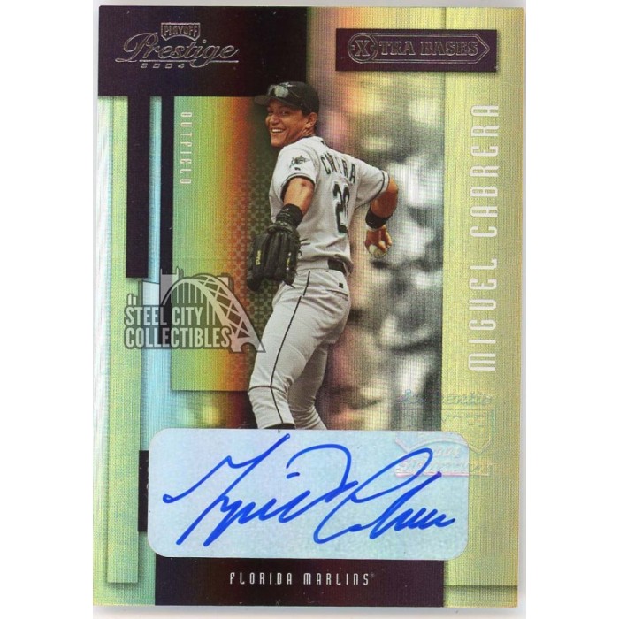 Miguel Cabrera 2004 Playoff Prestige Extra Bases Autograph Card