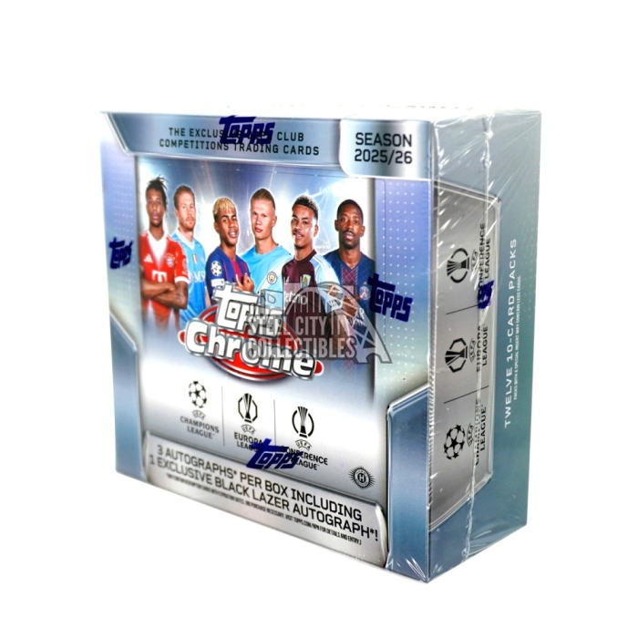 2025-26 Topps Chrome UEFA Club Competitions Soccer Hobby Jumbo Box