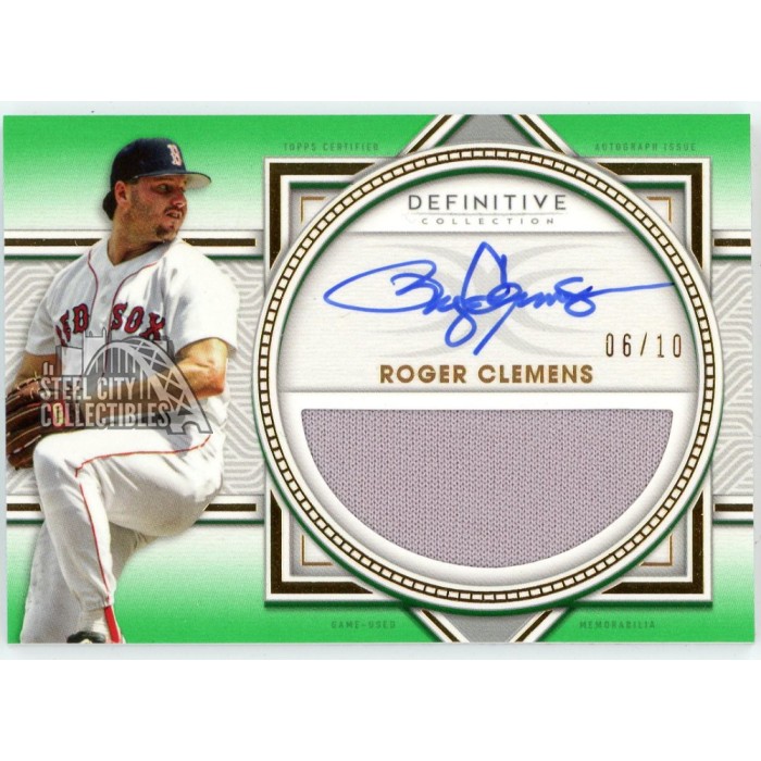 Roger Clemens 2022 Topps Definitive Green Jersey Autograph Card