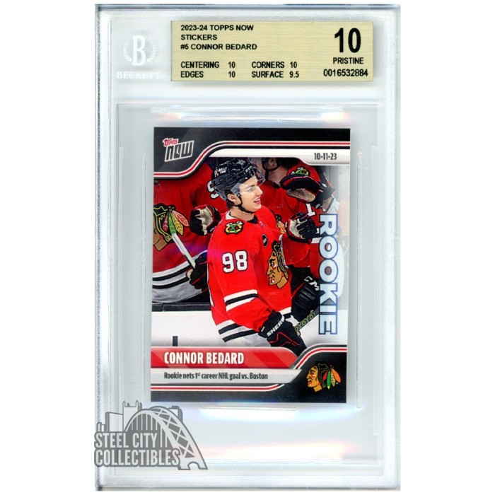 Connor Bedard 2023-24 Topps Now Stickers Rookie Card #5 BGS