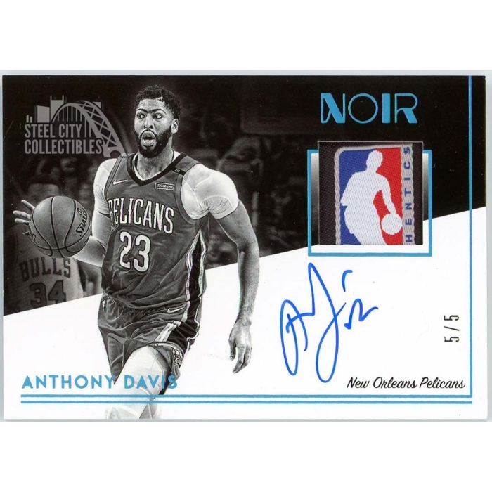 Anthony Davis 2018-19 Panini Noir NBA Logo Tag Patch Autograph
