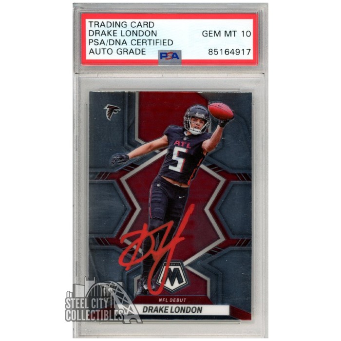 Drake London 2022 Panini Mosaic Debut Autograph Rookie Card #275 PSA ...
