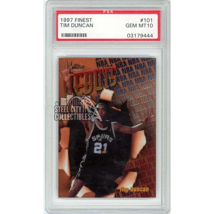 Tim Duncan 1997-98 Topps Finest Debuts Rookie Card #101 PSA 10 | Steel ...