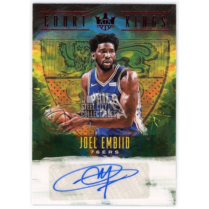 Joel Embiid 2018-19 Panini Court Kings Sapphire Autograph Card #CK
