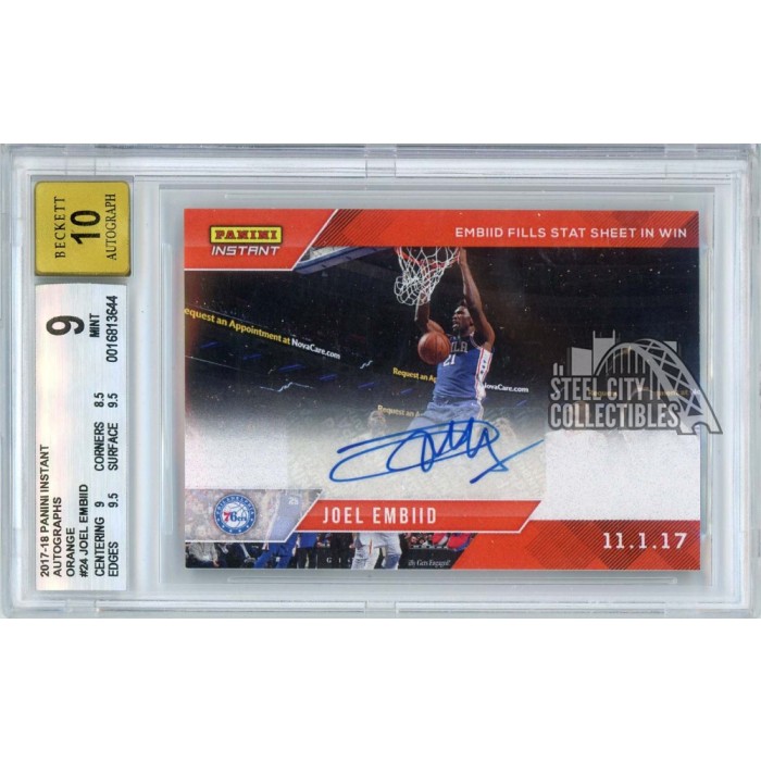 Panini エンビード Embiid RC ルーキー直筆サインカード Auto Joel Embiid 2017-18 Panini Instant Orange Autograph Card #24 5/5