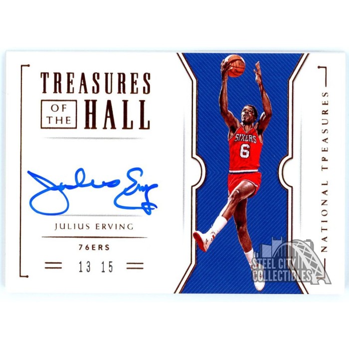 Julius Erving 2018-19 Panini National Treasures TOTH Autograph Card 13/ ...