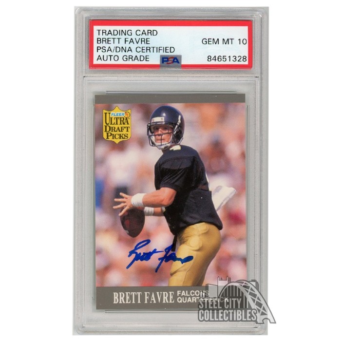 Brett Favre 1991 Fleer Ultra Draft Picks RC Autograph Card #283 PSA/DNA 10  | Steel City Collectibles